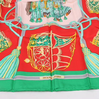 Hermès Carré 90 "LES MUSEROLLES" 100% Silk Scarf in Red x Green