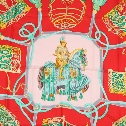 Hermès Carré 90 "LES MUSEROLLES" 100% Silk Scarf in Red x Green