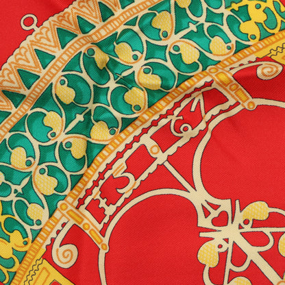 Hermès Carré 90 "LES MUSEROLLES" 100% Silk Scarf in Red x Green