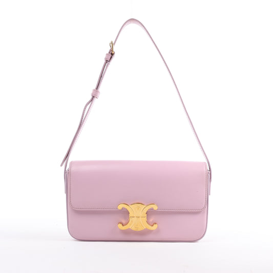 Celine Triomphe, kleine Schultertasche aus glattem Leder in Rosa