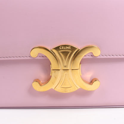 Celine Triomphe, kleine Schultertasche aus glattem Leder in Rosa