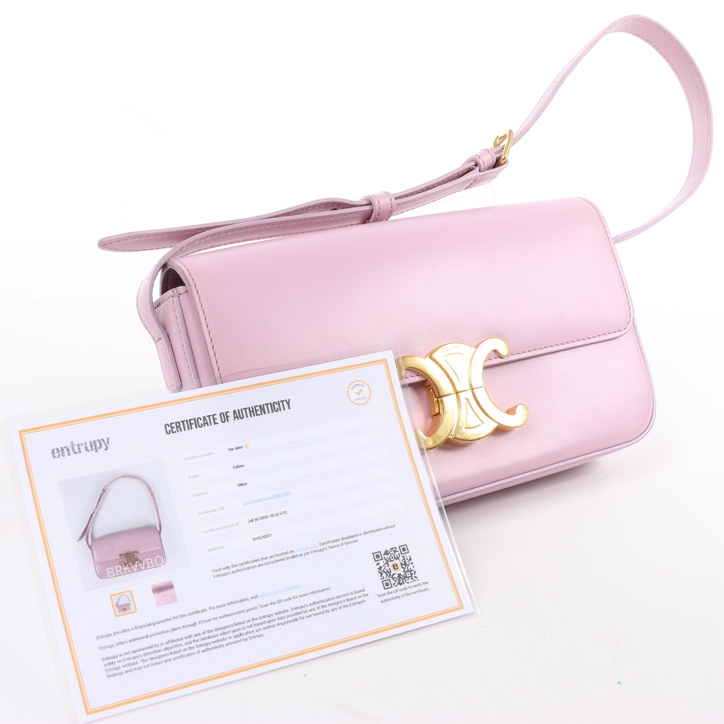 Celine Triomphe, kleine Schultertasche aus glattem Leder in Rosa