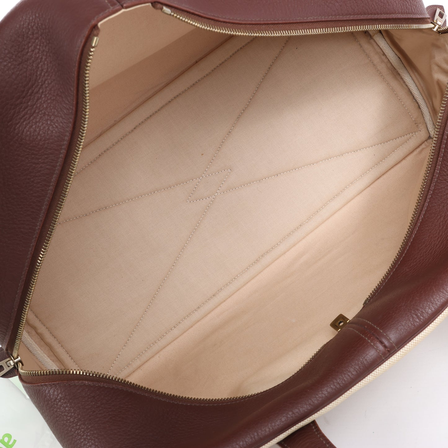HERMES Victoria 43 Taurillon x Toile Reisetasche in Braun x Beige