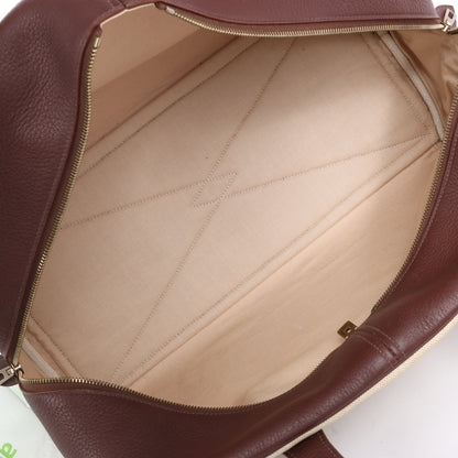 HERMES Victoria 43 Taurillon x Toile Reisetasche in Braun x Beige