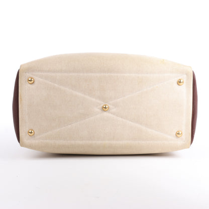 HERMES Victoria 43 Taurillon x Toile Reisetasche in Braun x Beige