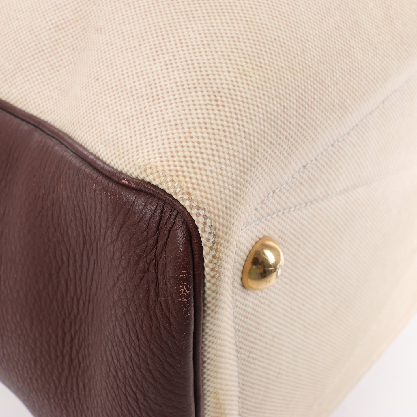HERMES Victoria 43 Taurillon x Toile Reisetasche in Braun x Beige