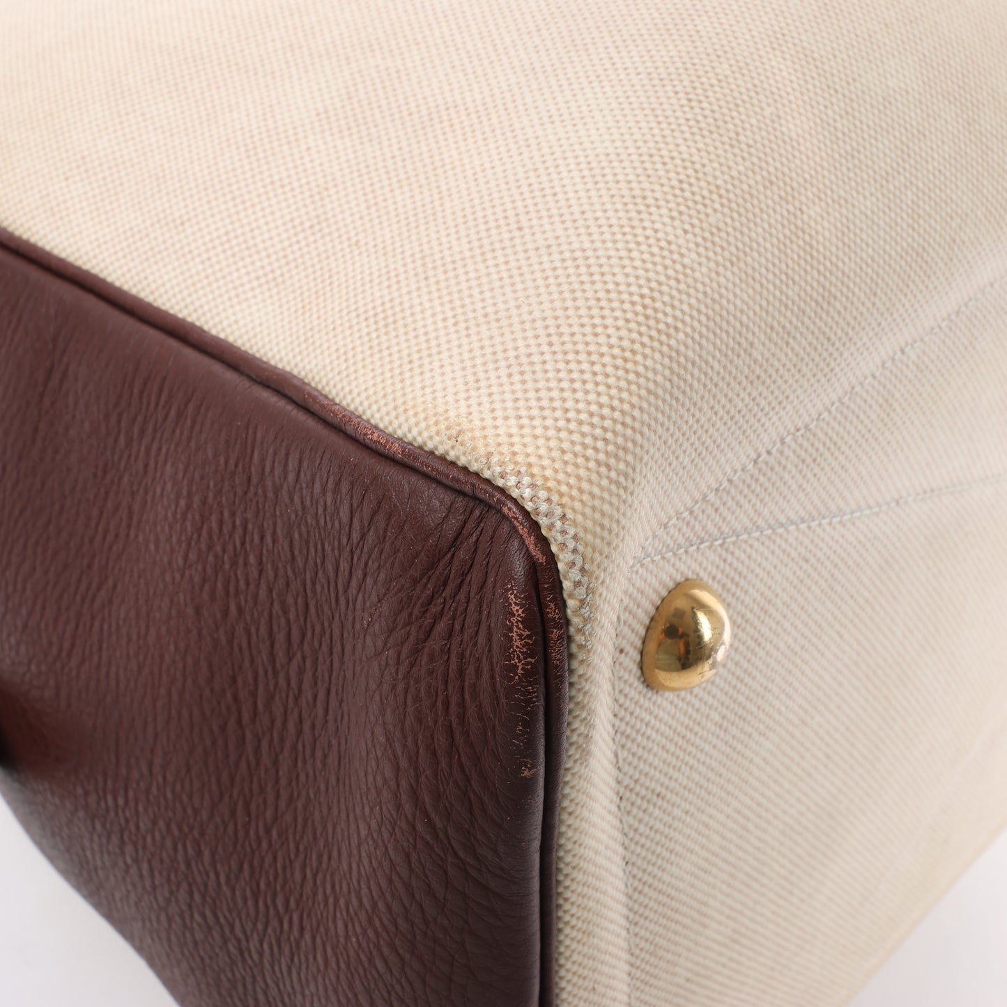HERMES Victoria 43 Taurillon x Toile Reisetasche in Braun x Beige