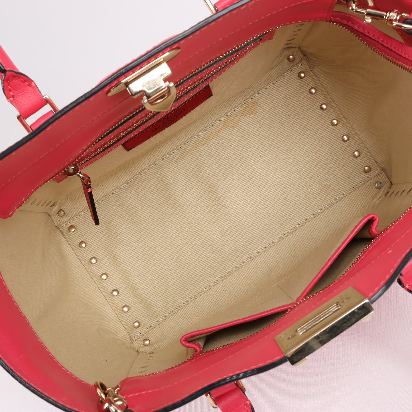 Sac à main Valentino Garavani Rockstud en cuir rose à double compartiment