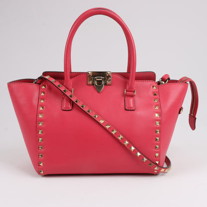 Sac à main Valentino Garavani Rockstud en cuir rose à double compartiment