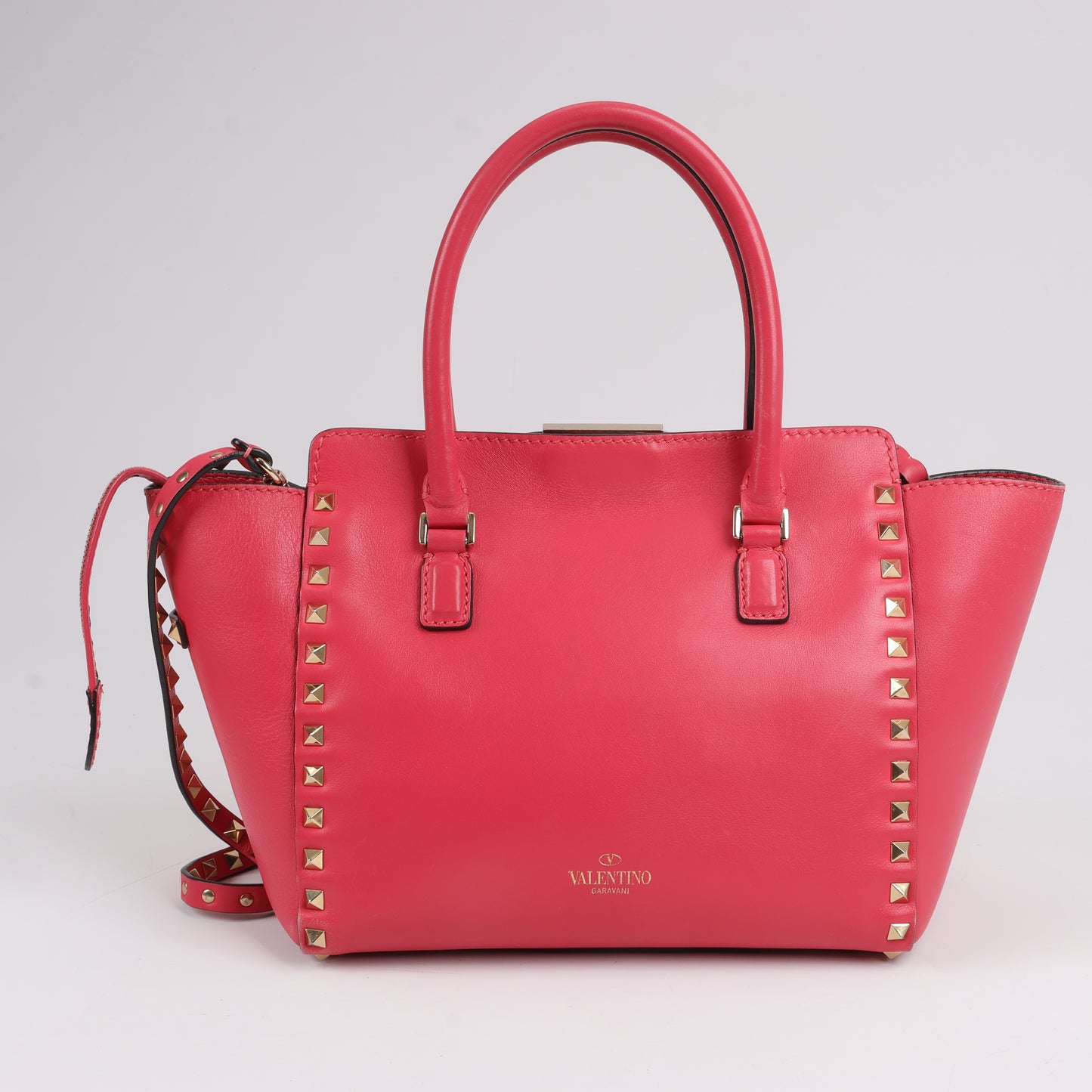 Sac à main Valentino Garavani Rockstud en cuir rose à double compartiment