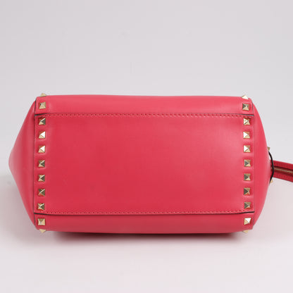 Sac à main Valentino Garavani Rockstud en cuir rose à double compartiment