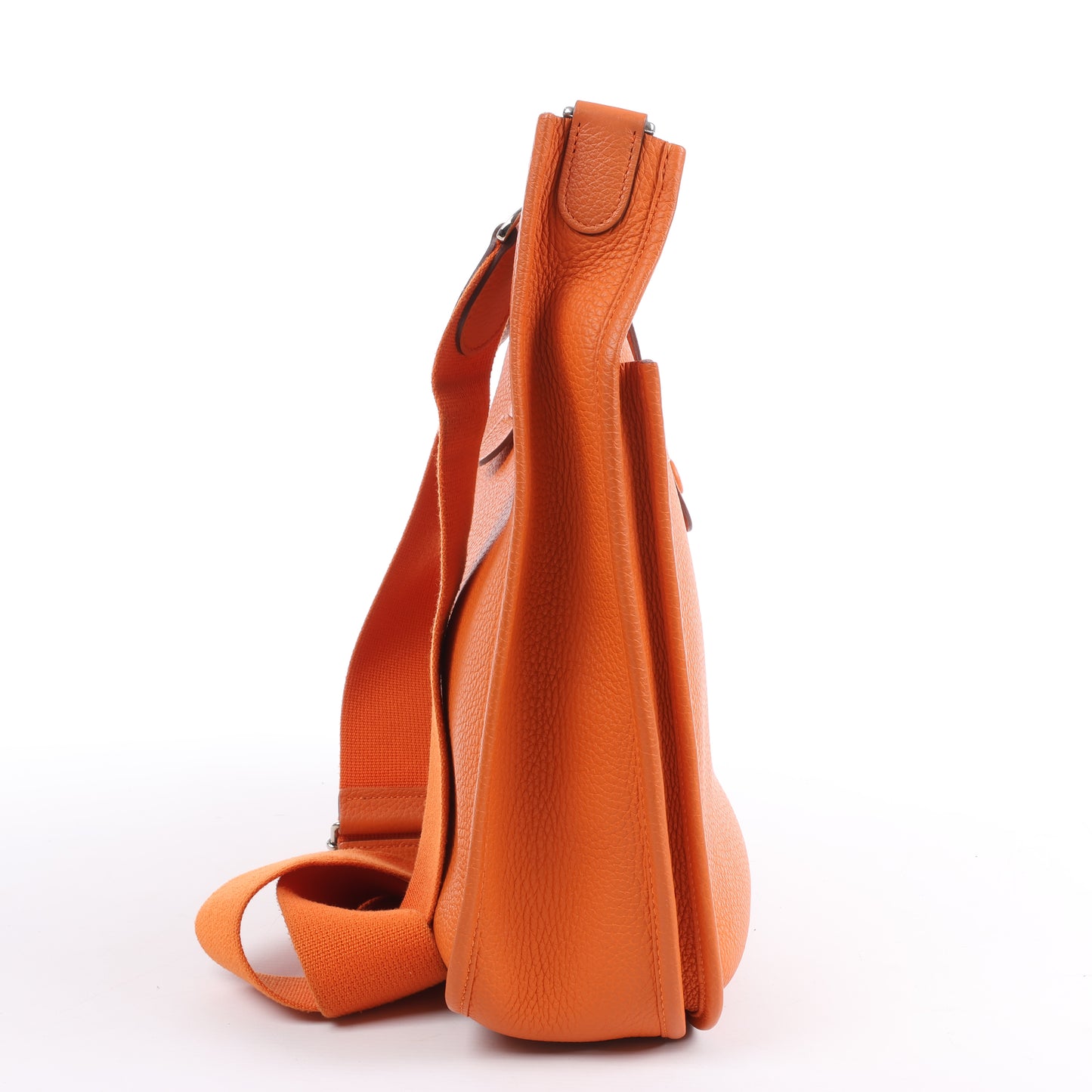 HERMES Evelyne 1 33 GM Taurillon Clemence Orange Silber Metallbeschläge Umhängetasche □JO: 2011