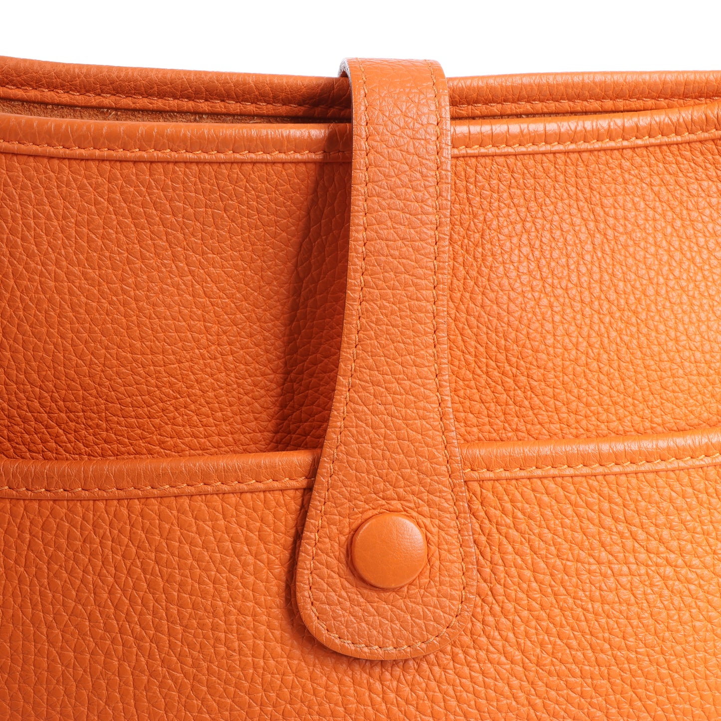 HERMES Evelyne 1 33 GM Taurillon Clemence Orange Silber Metallbeschläge Umhängetasche □JO: 2011