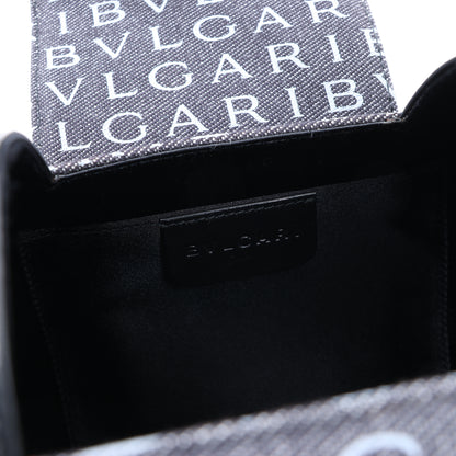 BVLGARI B.Zero 1 Denim- und Lederhandtasche in Schwarz x Marineblau 