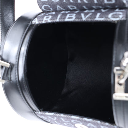 BVLGARI B.Zero 1 Denim- und Lederhandtasche in Schwarz x Marineblau 