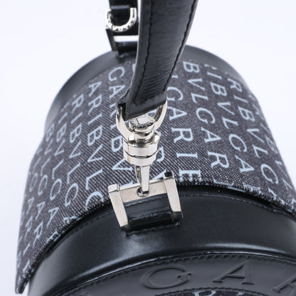 BVLGARI B.Zero 1 Denim- und Lederhandtasche in Schwarz x Marineblau 
