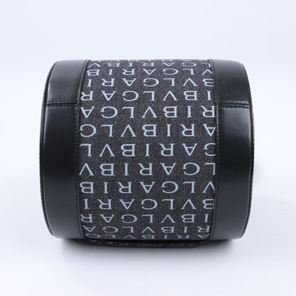 BVLGARI B.Zero 1 Denim- und Lederhandtasche in Schwarz x Marineblau 