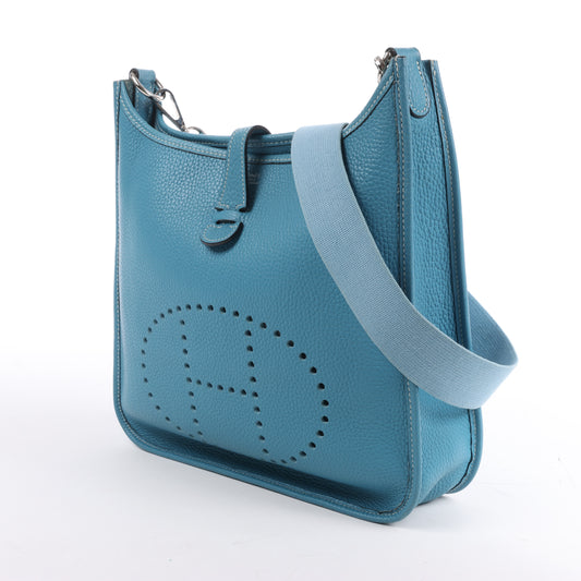 Hermès Evelyne 1 29 PM Taurillon Clémence Bleu Jean Garnitures en métal argenté □H: 2004