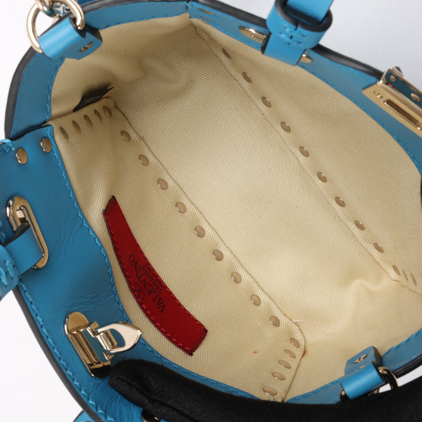 Mini sac à main Rockstud Valentino Garavani en cuir bleu