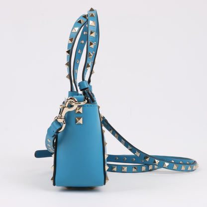 Mini sac à main Rockstud Valentino Garavani en cuir bleu