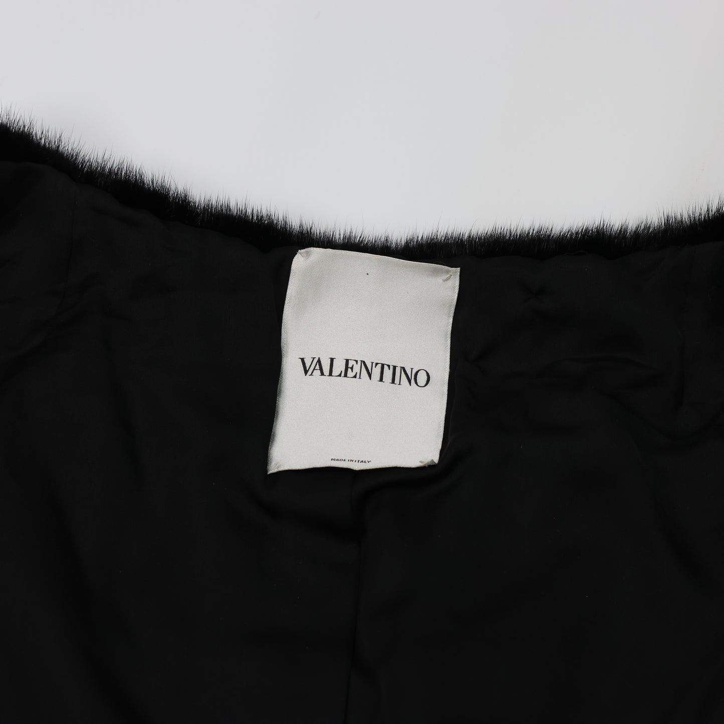Valentino Black Mink Fur Capelet with Crystal Embellishments - Elegant Evening Wear