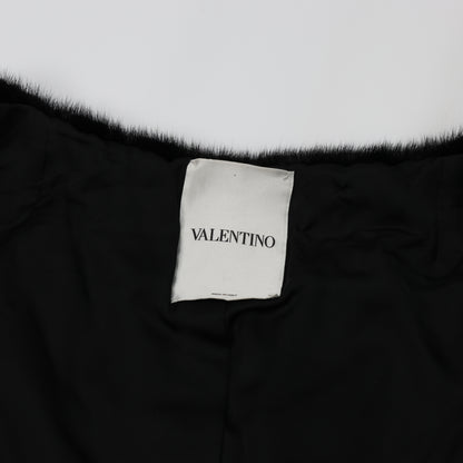 Valentino Black Mink Fur Capelet with Crystal Embellishments - Elegant Evening Wear