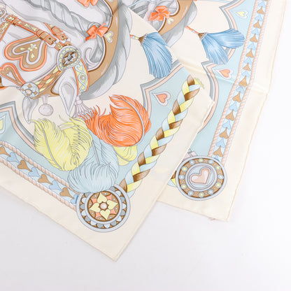 Hermes Carré 90 „HARNAIS DE COEUR“ Seidentaschentuch in Mehrfarbig