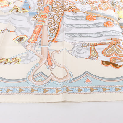 Hermes Carré 90 „HARNAIS DE COEUR“ Seidentaschentuch in Mehrfarbig