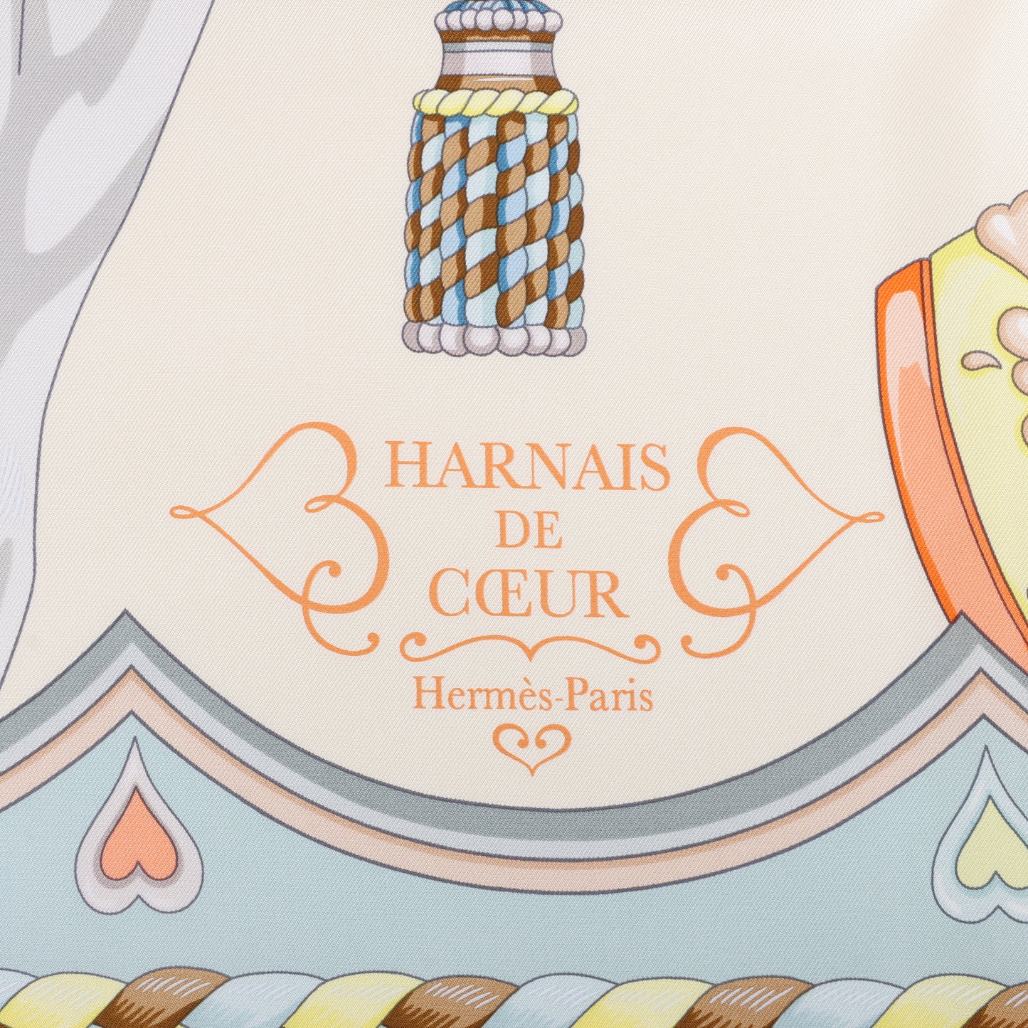 Hermes Carré 90 „HARNAIS DE COEUR“ Seidentaschentuch in Mehrfarbig