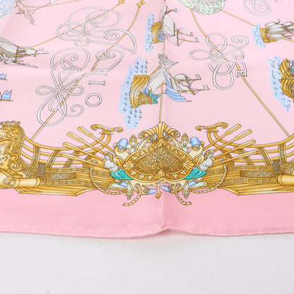 Hermes Carré 90 „VOILES DE LUMIERE“ Seidentaschentuch in Rosa