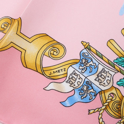 Hermes Carré 90 „VOILES DE LUMIERE“ Seidentaschentuch in Rosa