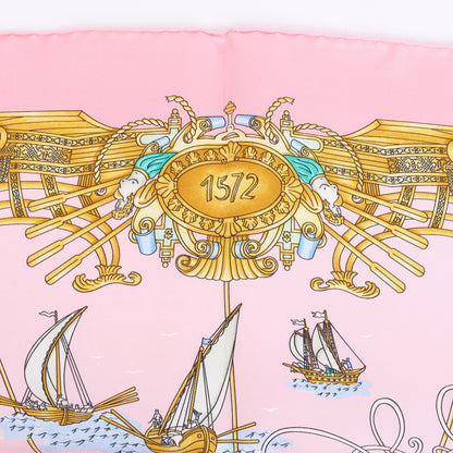 Hermes Carré 90 „VOILES DE LUMIERE“ Seidentaschentuch in Rosa
