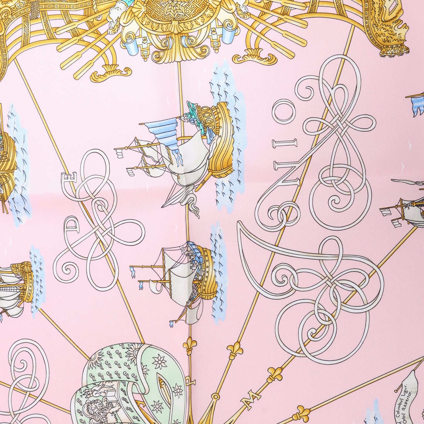 Hermes Carré 90 „VOILES DE LUMIERE“ Seidentaschentuch in Rosa