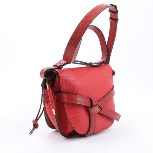 LOEWE Soft Grain Calfskin Mini Gate Crossbody Bag Scarlet Red Burnt Red