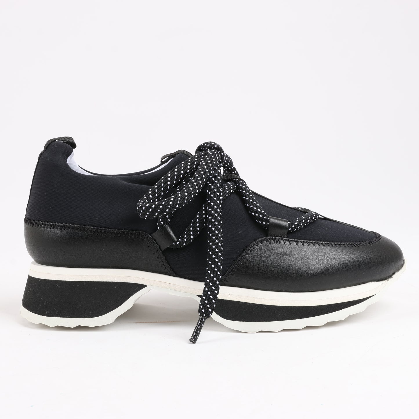 Pierre Hardy Leder x Stoff Sneakers in Schwarz x Marineblau, Größe 37 EU