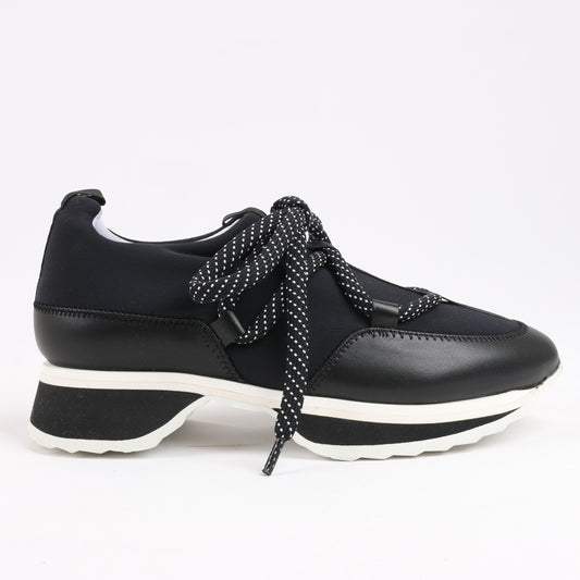 Pierre Hardy Leder x Stoff Sneakers in Schwarz x Marineblau, Größe 37 EU