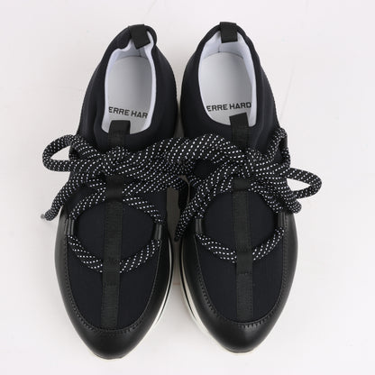 Pierre Hardy Leder x Stoff Sneakers in Schwarz x Marineblau, Größe 37 EU