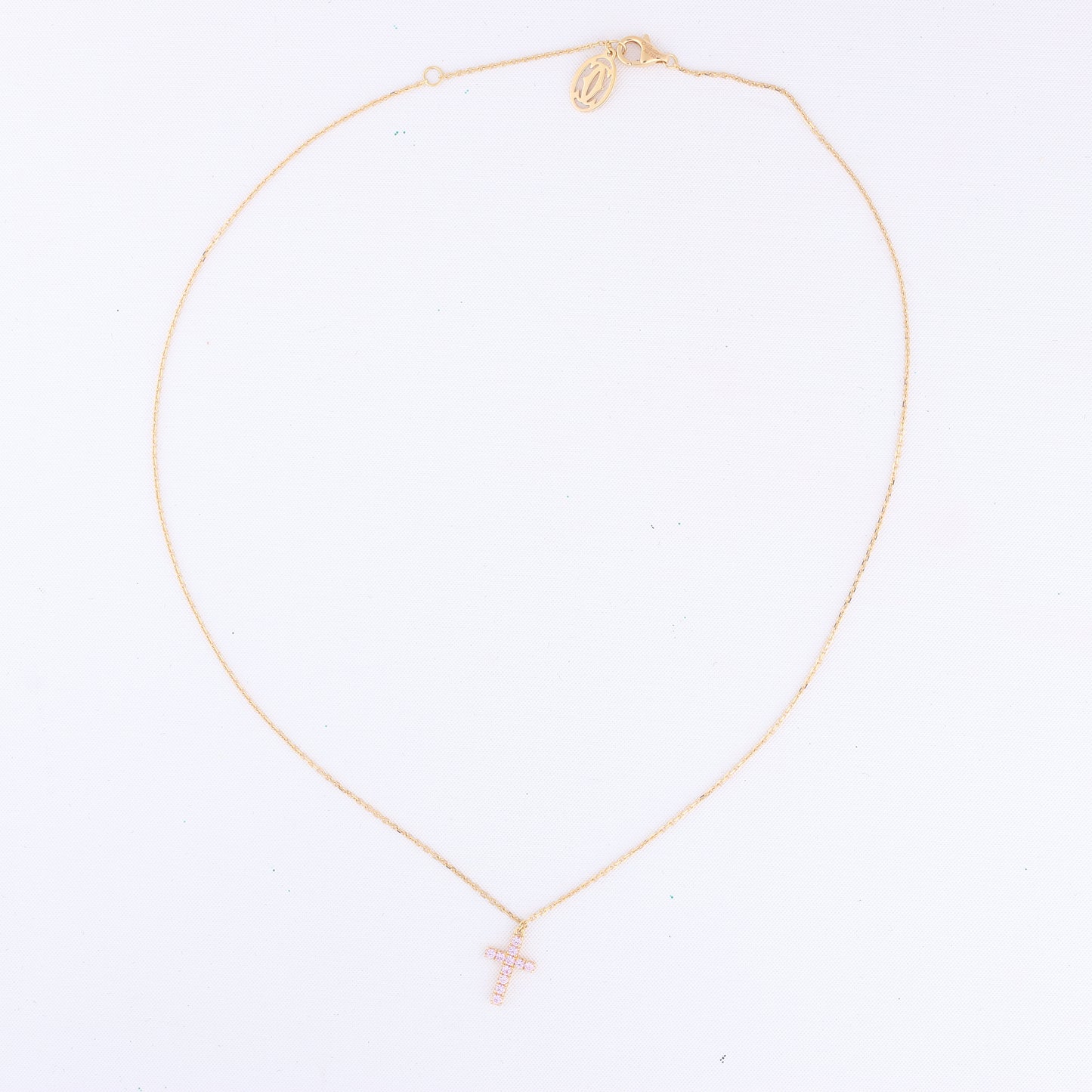 Cartier Cross Pink sapphire Necklace 750(YG) 2.9g