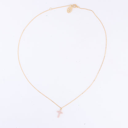 Cartier Cross Pink sapphire Necklace 750(YG) 2.9g
