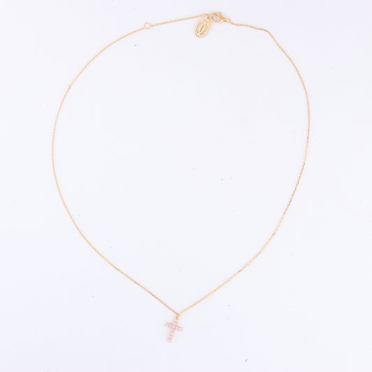 Cartier Cross Pink sapphire Necklace 750(YG) 2.9g