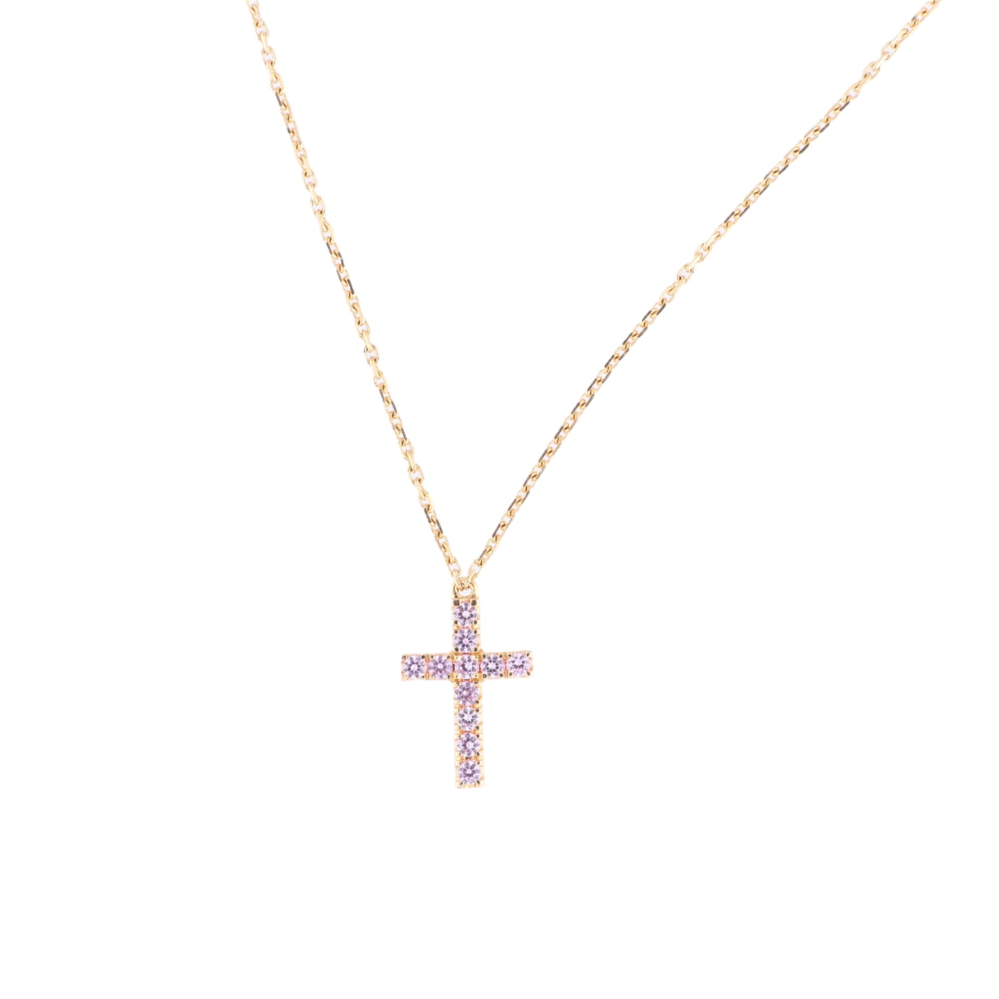 Cartier Cross Pink sapphire Necklace 750(YG) 2.9g