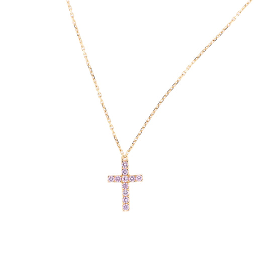 Cartier Cross Pink sapphire Necklace 750(YG) 2.9g