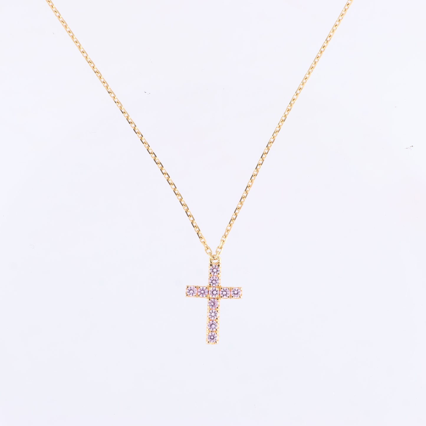 Cartier Cross Pink sapphire Necklace 750(YG) 2.9g