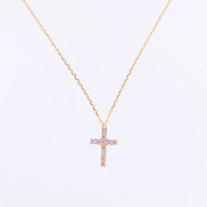 Cartier Cross Pink sapphire Necklace 750(YG) 2.9g