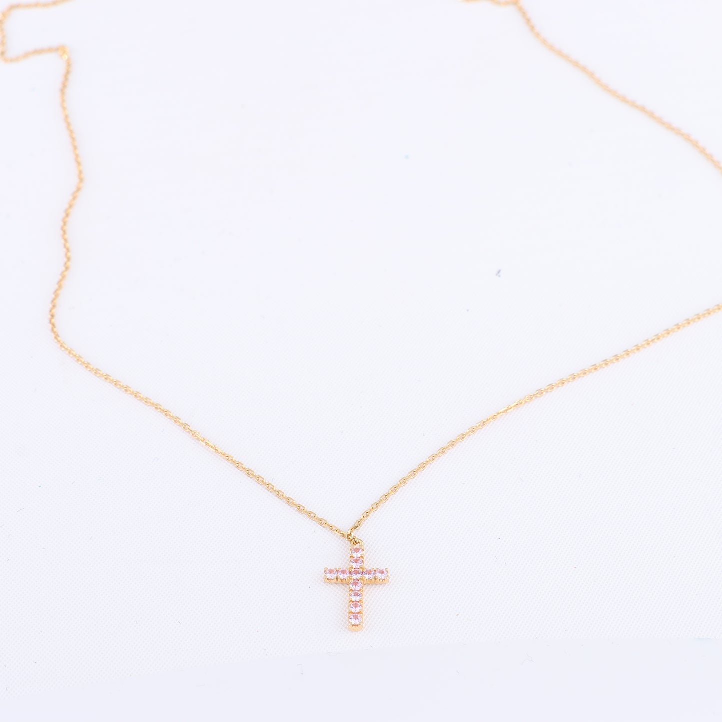 Cartier Cross Pink sapphire Necklace 750(YG) 2.9g