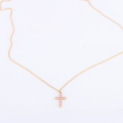Cartier Cross Pink sapphire Necklace 750(YG) 2.9g