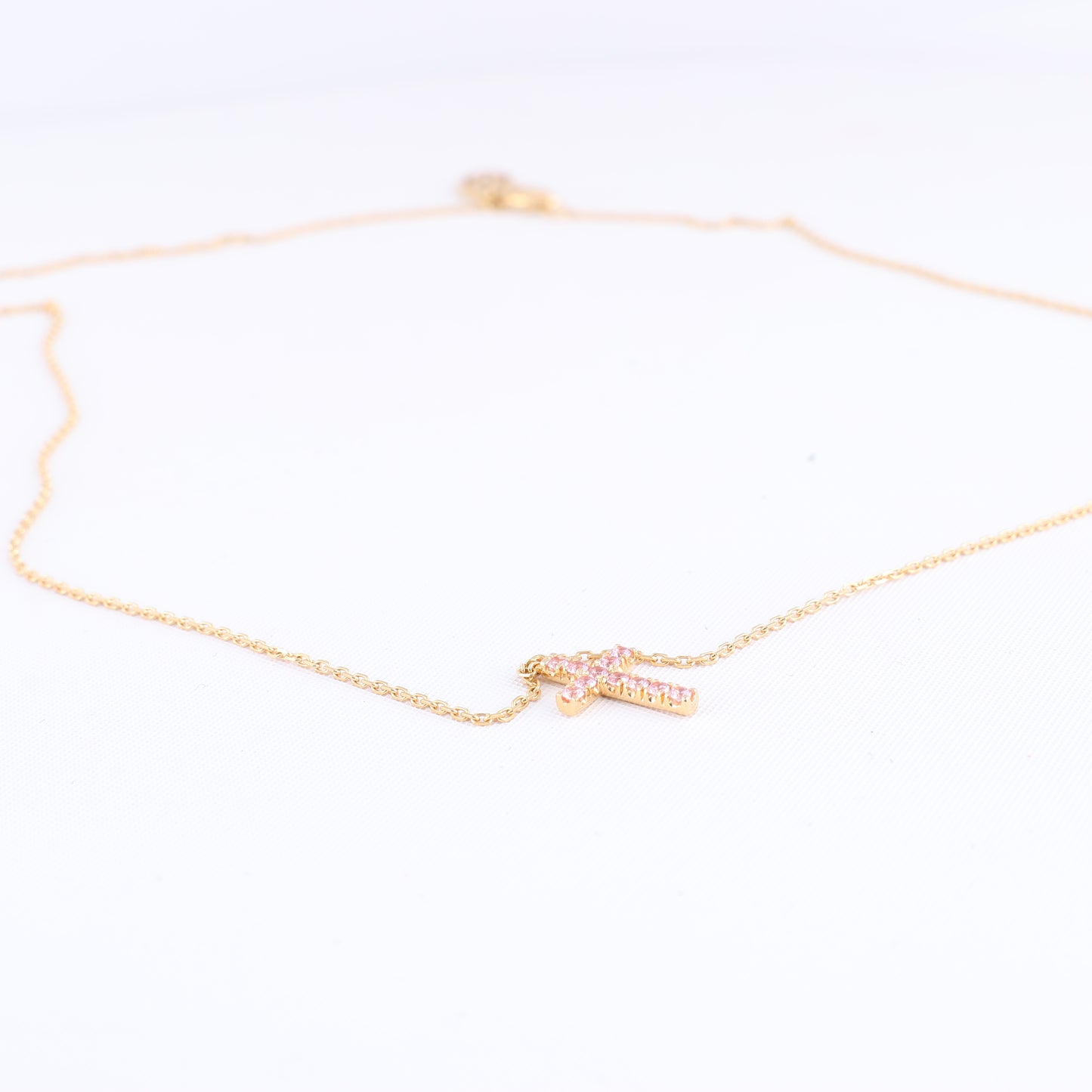 Cartier Cross Pink sapphire Necklace 750(YG) 2.9g