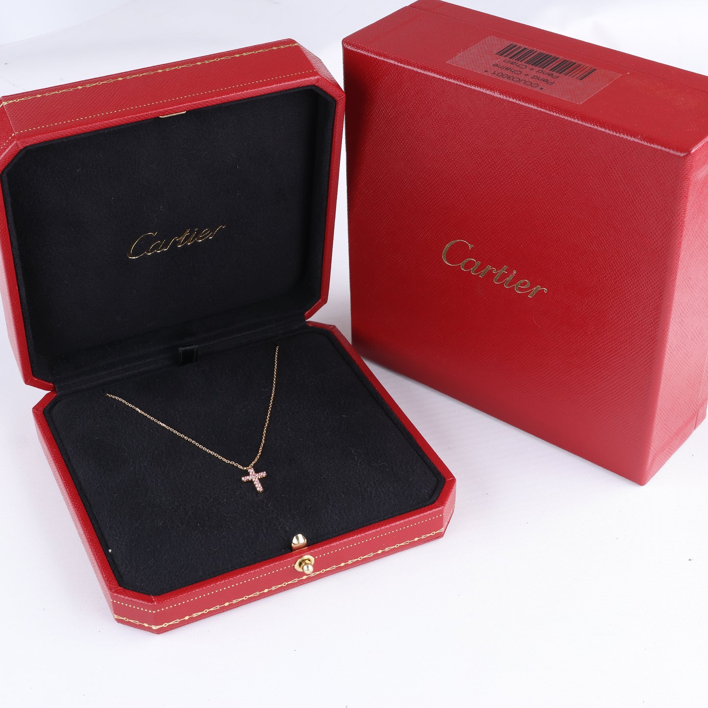 Cartier Cross Pink sapphire Necklace 750(YG) 2.9g