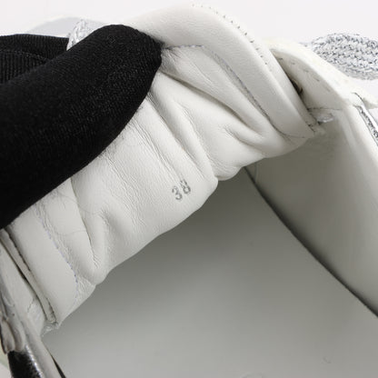 Jimmy Choo Diamond Leder-Sneaker in Weiß x Silber, Größe 38 EU