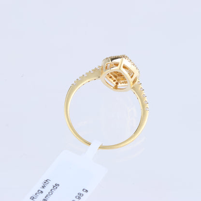 Non Signe / Unsigned 18k Yellow GOLD RING with diamonds